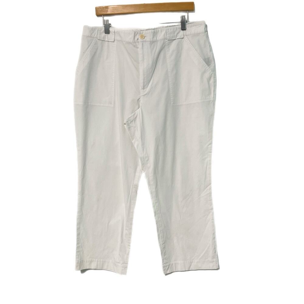Lauren Ralph Lauren Pants Women Size 16 White Stretch Cotton Crop Beach Coastal